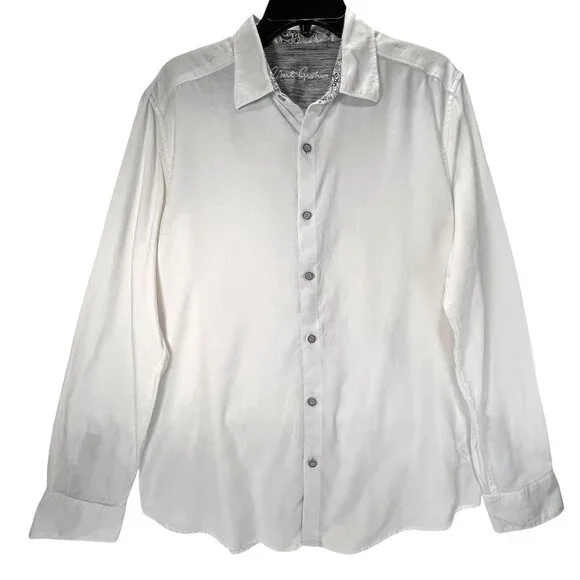 Robert Graham White Button Up LS Shirt Contrasting Collar Cuffs Classic - Picture 10 of 16